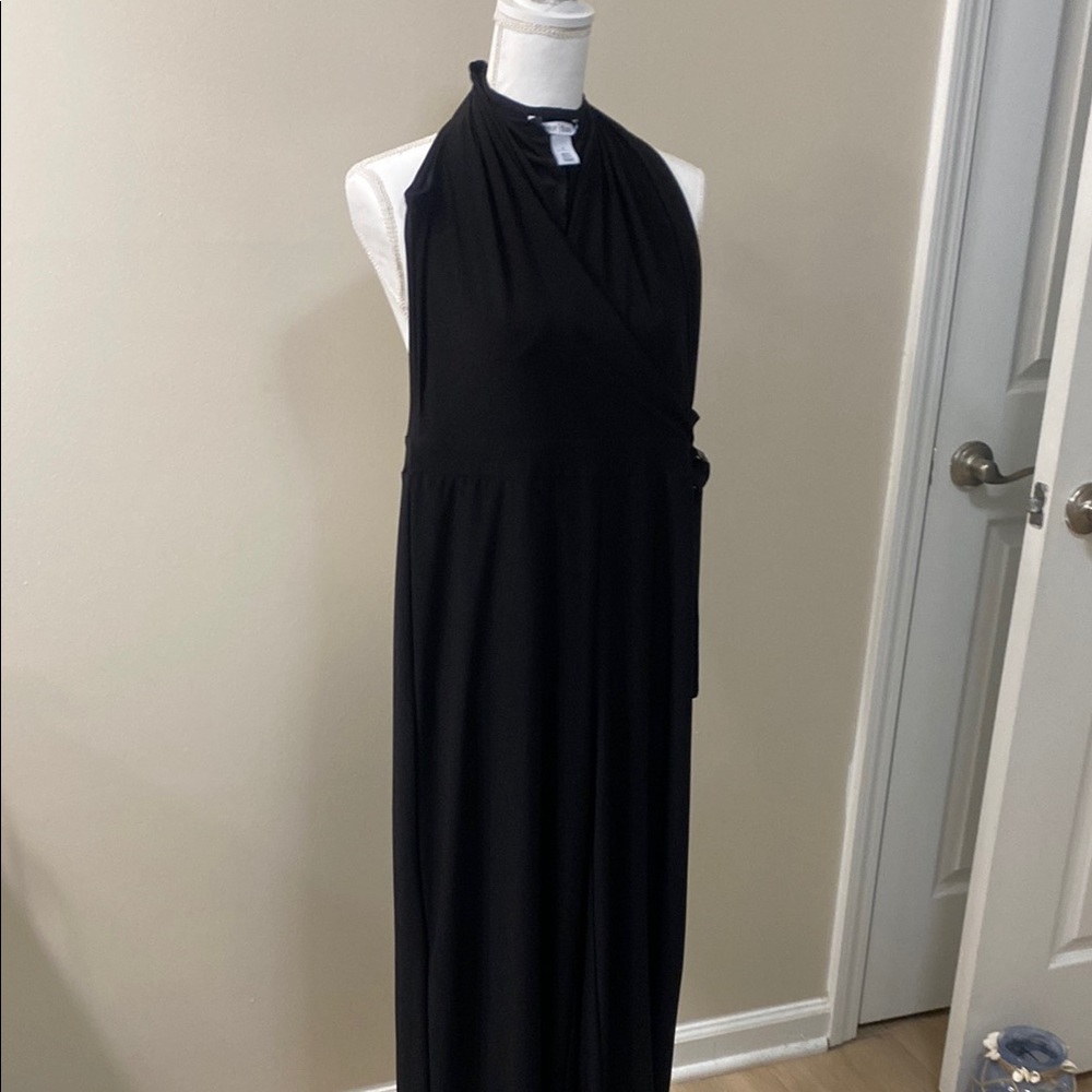 SET:Soft and silky WHBM Black Jumpsuit with Wide Legs